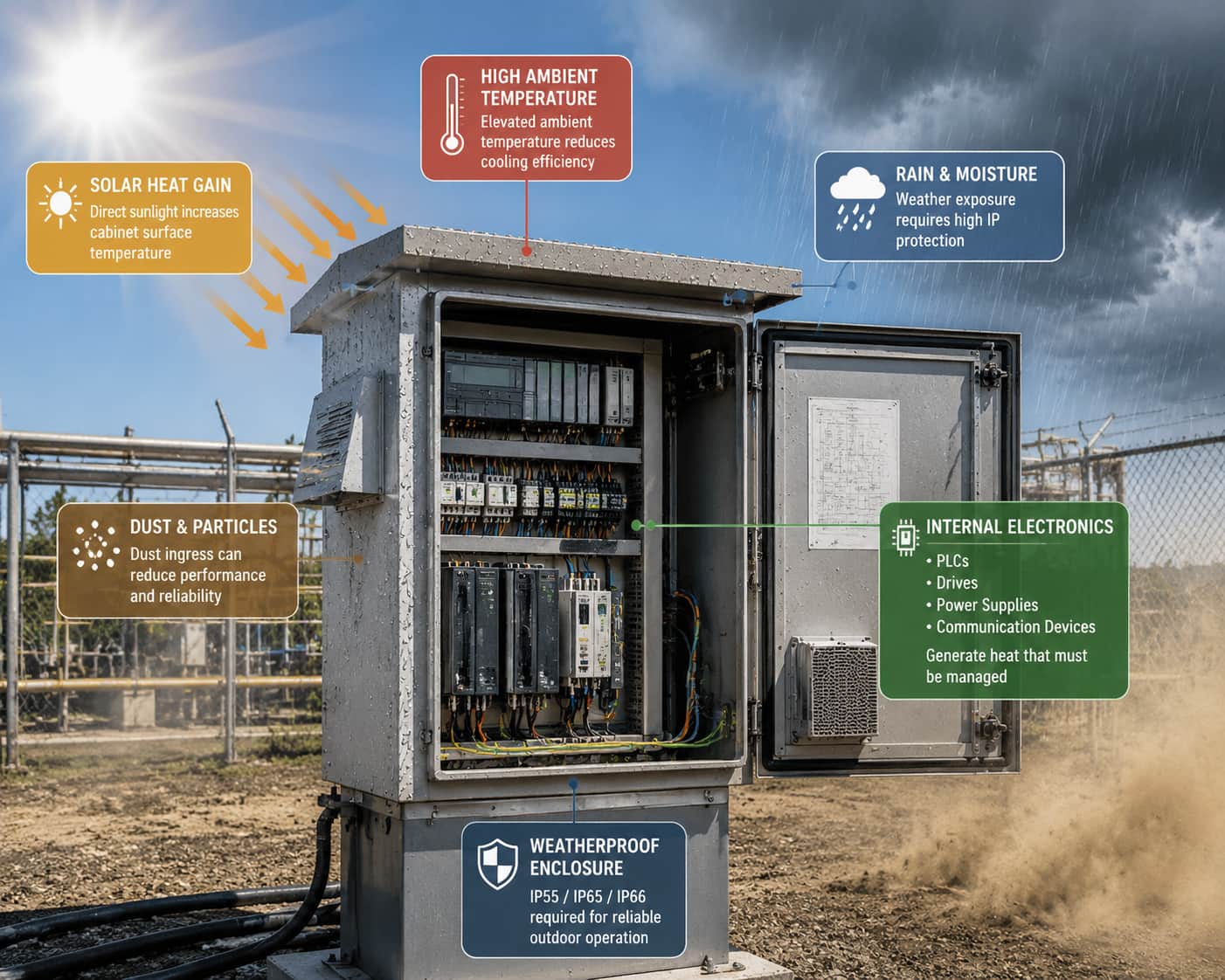 Outdoor Electrical Cabinet Exposed to Direct Sunlight