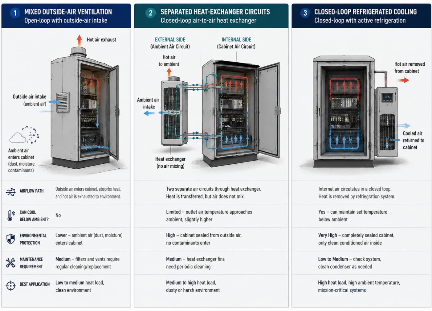 Enclosure Air Conditioner vs Heat Exchanger vs Filter Fan